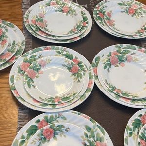 Corelle Elegant Rose service for 8 -3 plates in one setting.